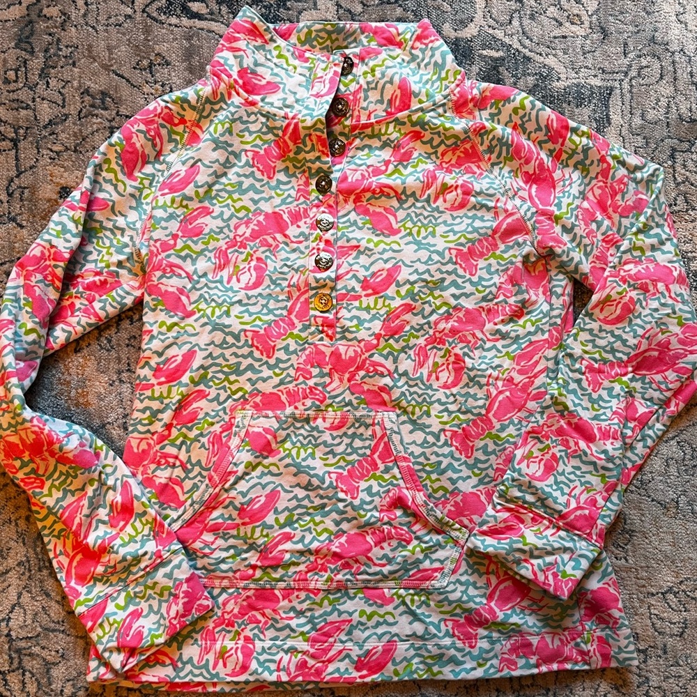 Lily Pulitzer Lobster pullover with gold buttons